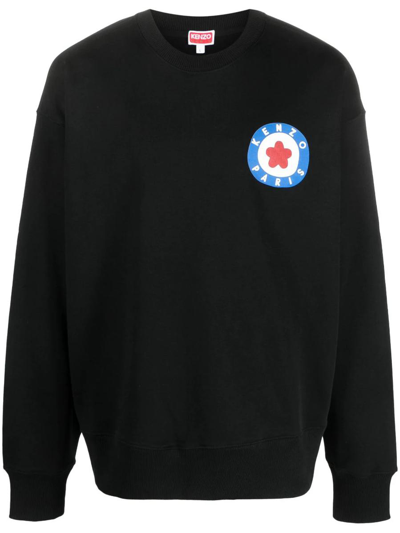 Shop Kenzo Cotton Sweatshirt With Logo Print In Black