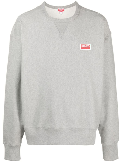 Shop Kenzo Sweatshirt With Logo Application In Grey