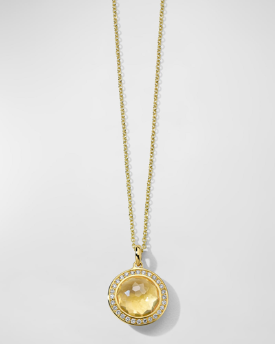 Shop Ippolita Small Pendant Necklace In 18k Gold With Diamonds In Honey Citrine