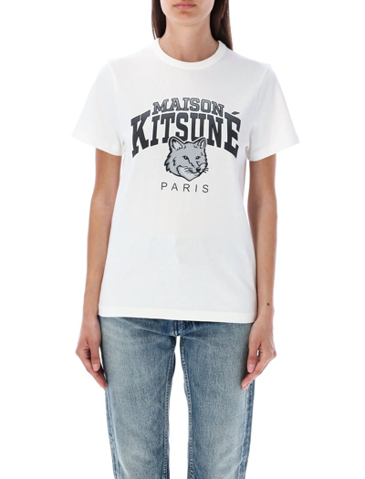 Shop Maison Kitsuné Campus Fox Classic T-shirt In White