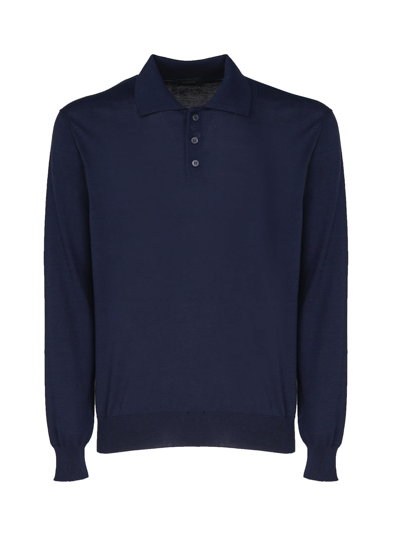 Shop Zanone Long-sleeved Polo Shirt In Blu