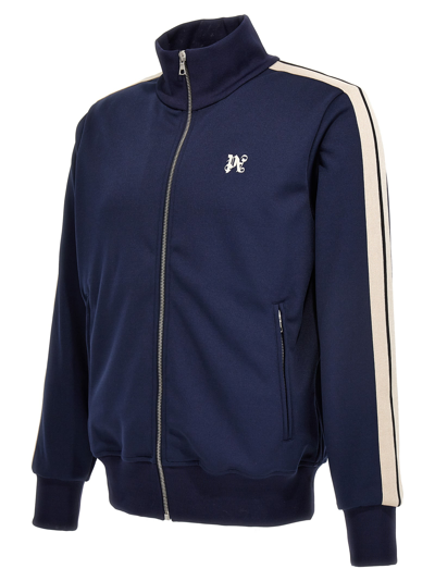 Shop Palm Angels Pa Monogram Classic Track Sweatshirt In Blue