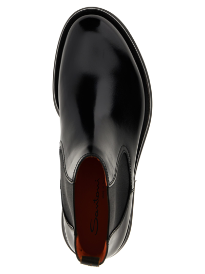 Shop Santoni Chelsea Leather Ankle Boots In Black