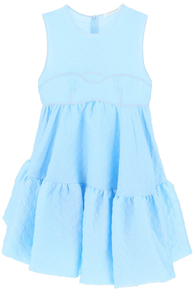 Shop Cecilie Bahnsen Divya Louise Short Balloon Dress In Sky Blue (light Blue)