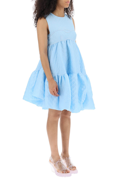 Shop Cecilie Bahnsen Divya Louise Short Balloon Dress In Sky Blue (light Blue)