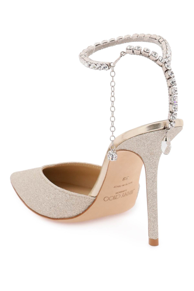 Jimmy Choo Women Platinum Glitter Saeda 100 Pumps In Silver