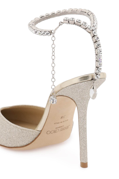 Jimmy Choo Women Platinum Glitter Saeda 100 Pumps In Silver