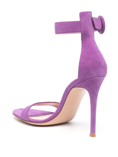 Shop Gianvito Rossi Portofino 105 Sandal In Purple Suede In Viola