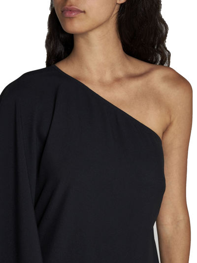 Taller Marmo Ubud One-shoulder Feather-trimmed Crepe Maxi Dress In Black