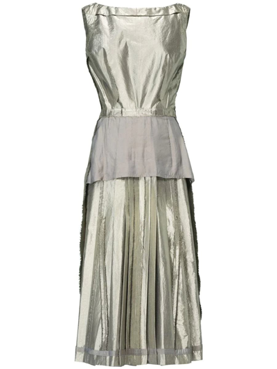 Shop Maison Margiela Midi Dress With Patchwork Design In Metallic