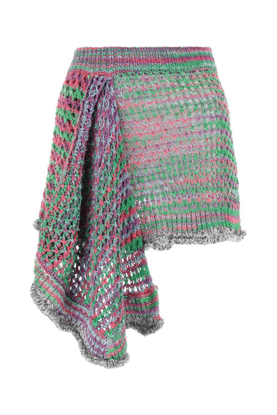 Shop Attico The  Asymmetric Knitted Mini Skirt In Multi