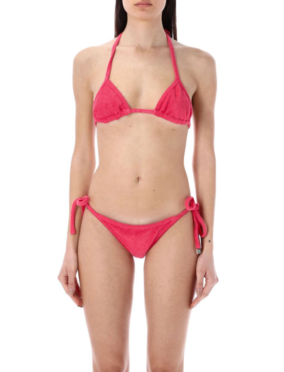 Shop Attico The  Triangle Bikini Set In Pink
