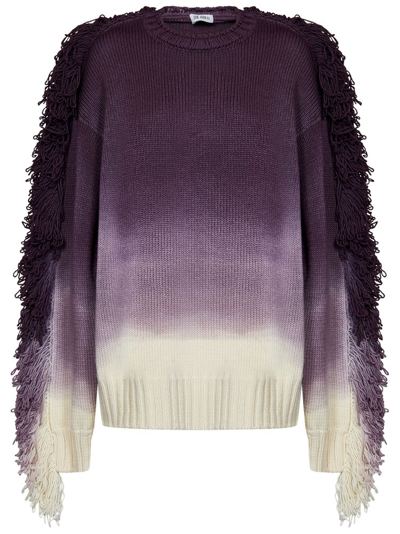 Shop Attico The  Roundie Fringed Ombré Sweater In Purple