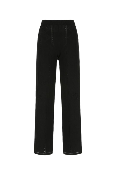 Marine Serre Black Viscose Blend Lunar-pointelle Culotte Pant In 00