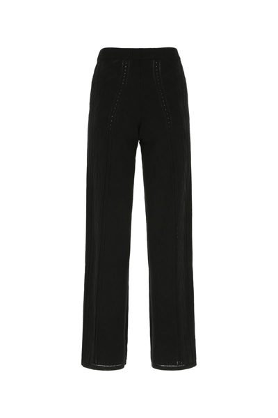 Marine Serre Black Viscose Blend Lunar-pointelle Culotte Pant In 00
