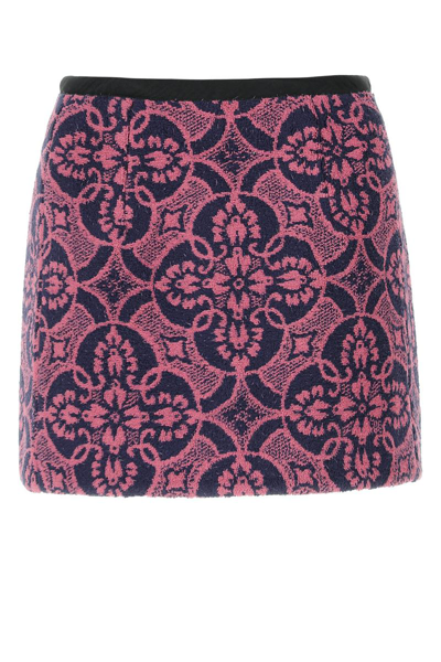 Marine Serre Embroidered Cotton And Polyester Mini Skirt In Pink