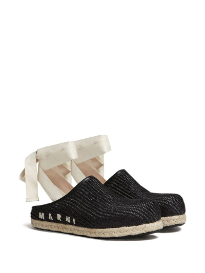 Shop Marni Sabot Shoes With Ribbon Laces In Black