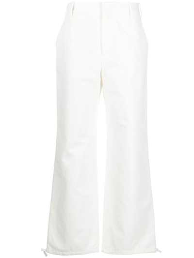 Shop Marni Straight Trousers With Embroidery In White