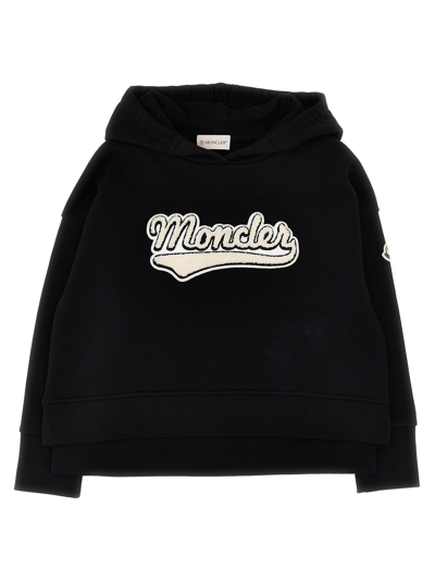 Shop Moncler Logo Embroidered Hoodie In Black