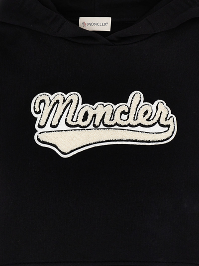 Shop Moncler Logo Embroidered Hoodie In Black