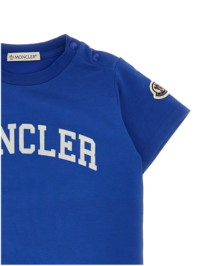 Shop Moncler Flocked Logo T-shirt In Blue