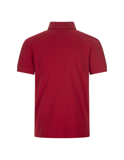 Shop Etro Red Polo Shirt With Embroidered Pegasus In Rosso
