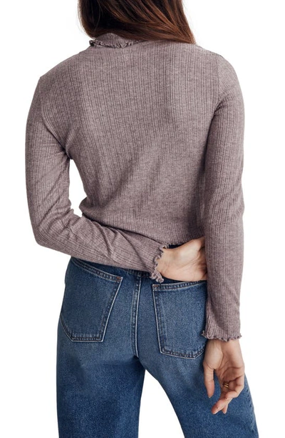 Madewell Ribbed Long Sleeve Turtleneck Crop Top In Chocolate Raisin