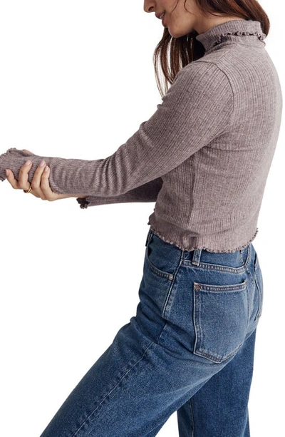 Madewell Ribbed Long Sleeve Turtleneck Crop Top In Chocolate Raisin