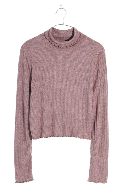 Madewell Ribbed Long Sleeve Turtleneck Crop Top In Chocolate Raisin