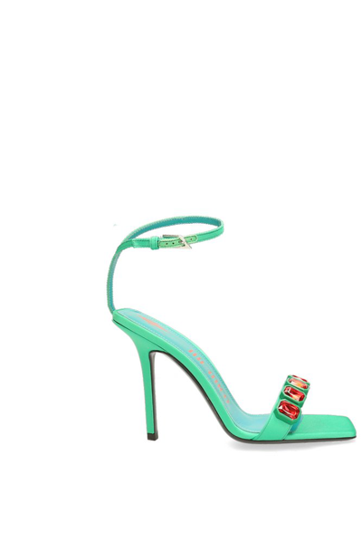 Shop Attico The  Embellished Sandals In Green