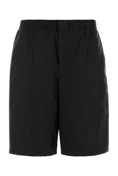 Shop Prada Elasticated Waistband Shorts In Black