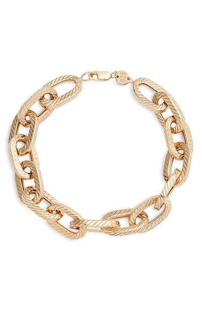 Shop Jennifer Zeuner Kobe Textured Link Bracelet In 14k Yellow Gold Plated Silver