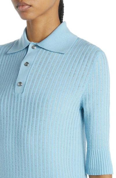 Shop Bottega Veneta Wool Rib Polo Sweater In 4068 Dusk