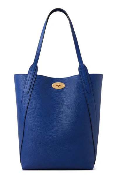 Shop Mulberry Bayswater Heavy Grain Leather North/south Tote In Pigment Blue
