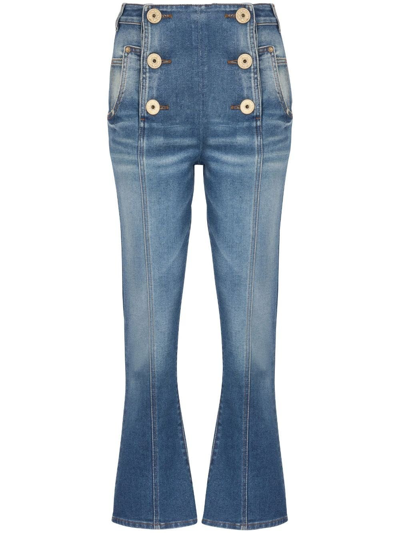Shop Balmain Blue Flared Jeans