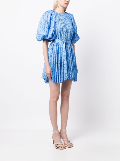 Shop Acler Mckenna Abstract-print Dress In Blue