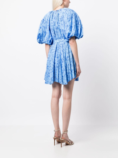 Shop Acler Mckenna Abstract-print Dress In Blue