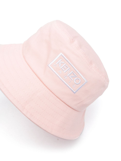Shop Kenzo Logo-embroidered Cotton Bucket Hat In Pink