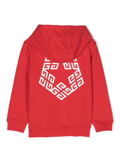 Shop Givenchy 4g Star-print Fleece Hoodie In Red