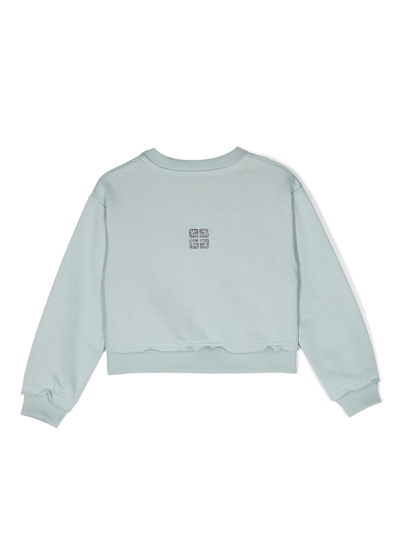Shop Givenchy Logo-embroidered Cropped Sweatshirt In Blue