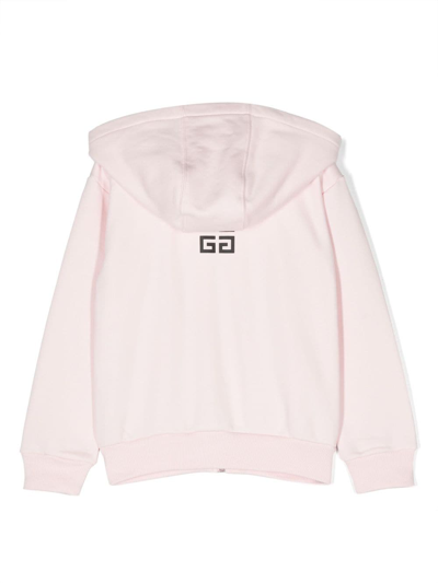 Shop Givenchy Logo-print Zip-up Hooded Jacket In Pink