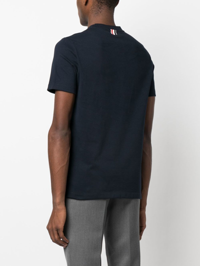 Shop Thom Browne Graphic-print Detail T-shirt In Blue
