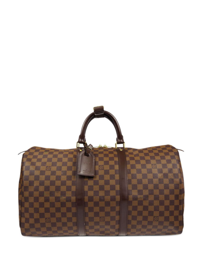 Pre-owned Louis Vuitton 2006 Damier Ebene Keepall 50 Travel Bag In Brown