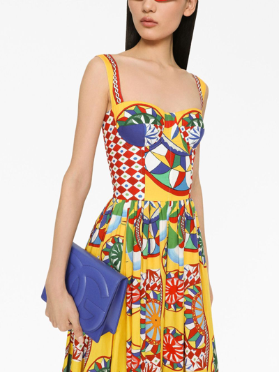 Shop Dolce & Gabbana Graphic-print Midi Dress In Yellow