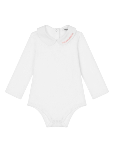 Shop Dolce & Gabbana Logo-embroidered Cotton Body In White