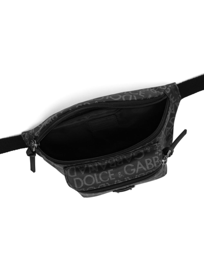 Shop Dolce & Gabbana Logo-print Zipped Belt Bag In Black