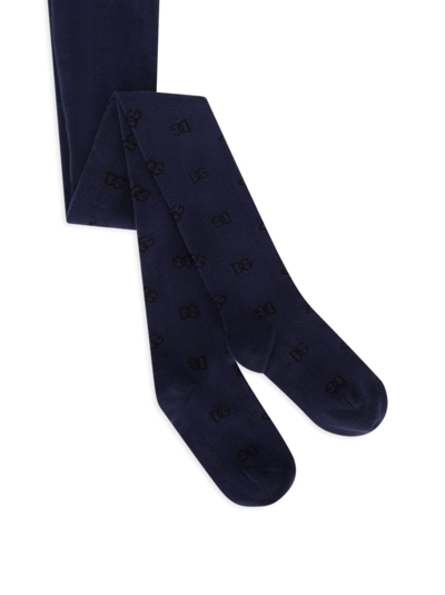 Shop Dolce & Gabbana Logo-jacquard Knee-high Socks In Blue