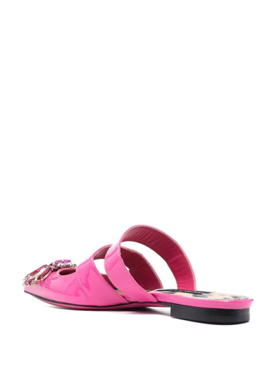 Shop Philipp Plein Crystal-embellished Flat Mules In Pink