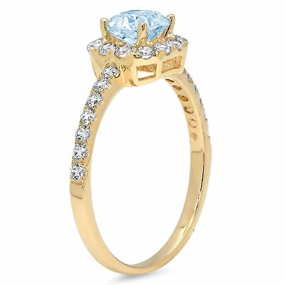 Pre-owned Pucci 1.40 Ct Princess Cut Sky Blue Topaz Promise Bridal Wedding Ring 14k Yellow Gold In D