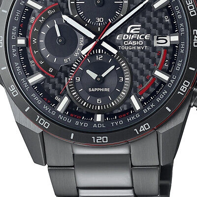 Pre-owned Casio Edifice Eqw-a2000dc-1ajf Black Sport Solar Atomic Men's Watch In Box
